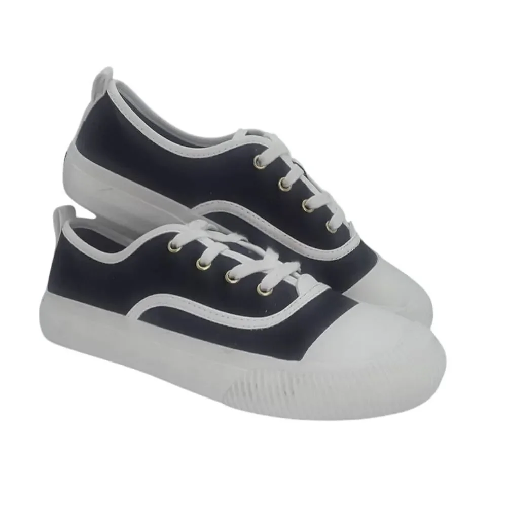 MIX No. 6 Designer Women's Pre-owned Blakc & White Lace-up Sneakers - sz. 7M